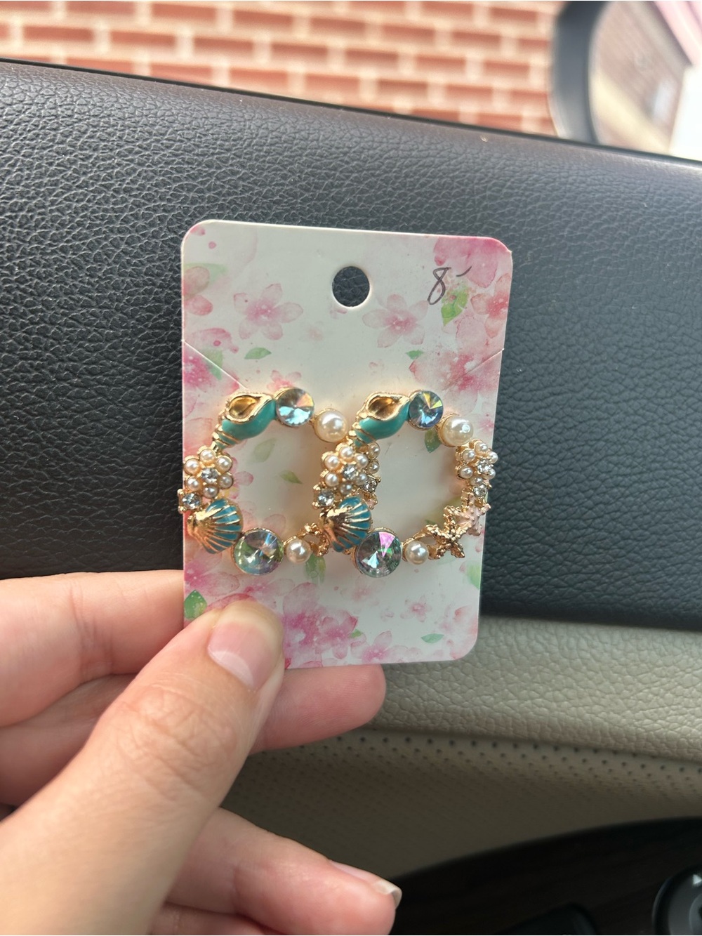 Gold Hoop Earrings with Pearl, Crystal & Seafoam Accents